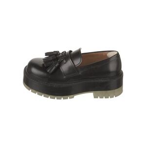 Bottega Black Platform Loafers with Tassels